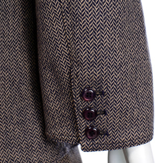 Vintage Geoffrey Beene Brown Chevron Wool Jacket w Skirt Unique 