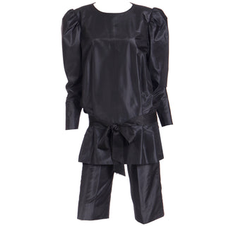 1980s Givenchy Haute Couture Black Top & Shorts Outfit France