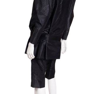 1980s Givenchy Haute Couture Black Top & Bermuda Shorts Outfit 