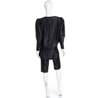 2 Pc 1980s Givenchy Haute Couture Black Top & Shorts Outfit
