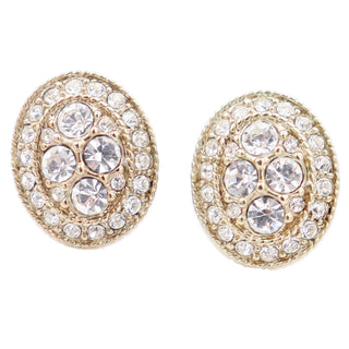 Givenchy Oval Gold Plated Crystal Earrings Pierced