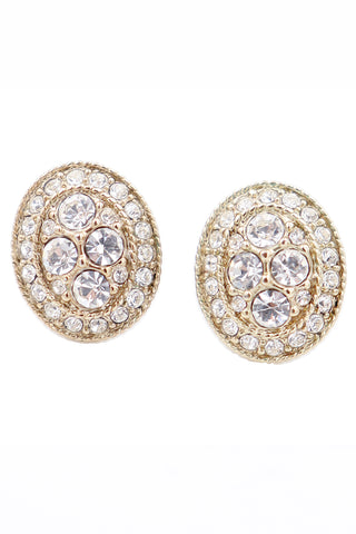 Givenchy Oval Gold Plated Crystal Earrings 