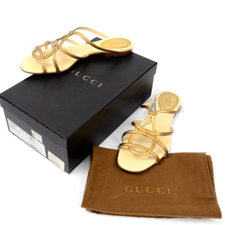 Gucci Gold Sandals with Original Box and Bag