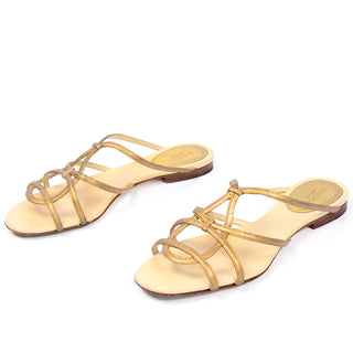 Gucci Gold Sandals with Original Box and Bag 7b with low heels