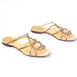 Gucci Gold Sandals with Original Box and shoe Bag Size 7b