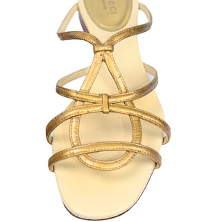 Gucci Gold Sandals with Original Box and Bag size 7B low heel