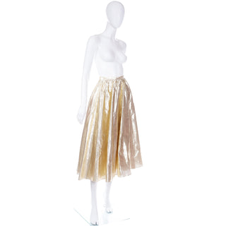 1970s Vintage Gold Lame Full Evening Skirt Made in England