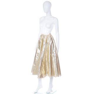 1970s Vintage Fine Gold Lame Full Evening Skirt