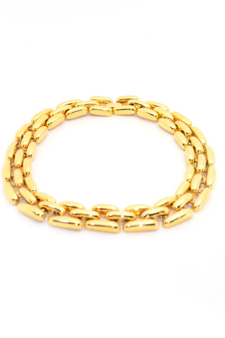 1980s Wide Gold Chunky Rice Link Choker Necklace