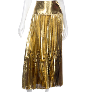 Unique Gianni Versace for Genny Gold Lurex Avant Garde Evening Skirt w Accordion Pleats