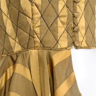 Quilted Vintage gold silk striped avant garde blouse
