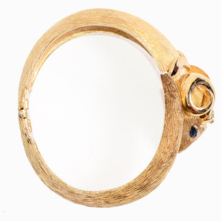 1970s Gold Crown Trifari Vintage Aries Ram Hinged Signed Bracelet