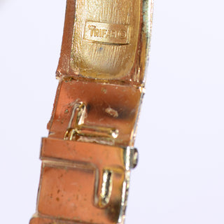 1970s Gold Crown Trifari Vintage 70s Aries Ram Hinged Bracelet