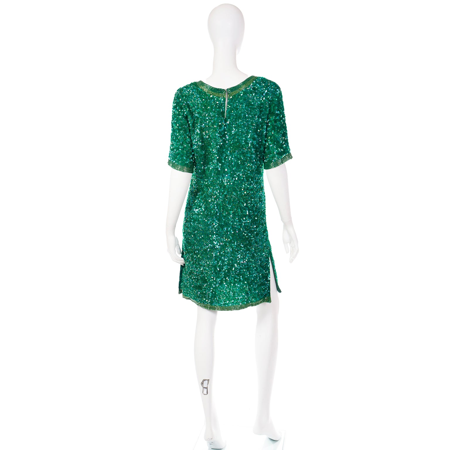 Vintage Green Beaded & Sequin Silk Evening Dress Modig Vintage Green Beaded & Sequin Silk Evening Dress Modig