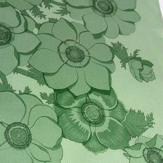 Vintage Salvatore Ferragamo Green Floral Silk Scarf Bold Flower