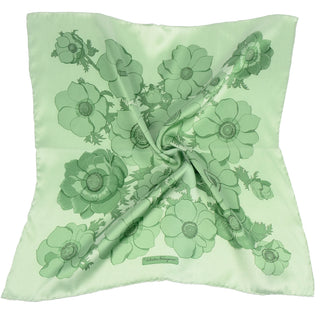 Vintage Salvatore Ferragamo Green Floral Silk Scarf Made in Italy