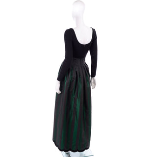 F/W 1989 Geoffrey Beene Black & Green Stripe Evening Dress