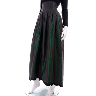 F/W 1989 Geoffrey Beene Black & Green Stripe Evening Dress