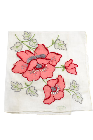Madeira Portugal Vintage Handkerchief New With Tag Flower - Dressing Vintage