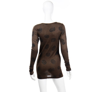 1980s Issey Miyake Vintage Brown Abstract Dot Long Top or Mini Dress