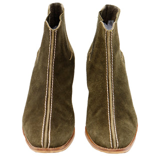 1990s Issey Miyake Plantation Vintage Green Suede Low Boots Japanese