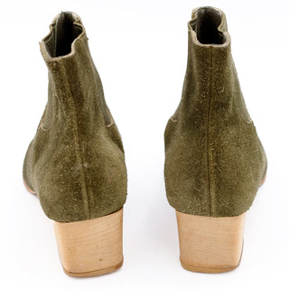 1990s Issey Miyake Plantation Vintage Green Suede Low Boots  Japanese size 25