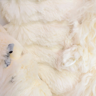 1980s Ivory Cream Tibetan Lamb Fur Coat w/ Rabbit Fur Trim