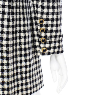 Karl Lagerfeld Vintage Black Check Wool Blazer Jacket gold & black buttons