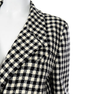 Karl Lagerfeld Vintage Black Check Wool Blazer Jacket  lapels