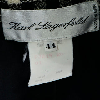 Karl Lagerfeld Vintage Black Check Wool Blazer Jacket 44