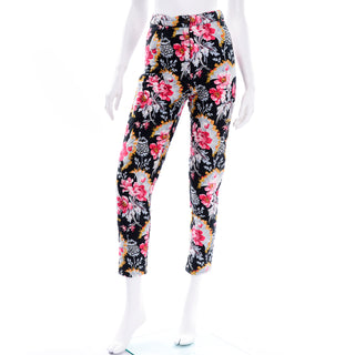 Kenzo Jeans Colorful Floral Quilted Vintage High Waisted Pants Pink flowers