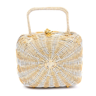 1960s Gold & SIlver Koret Vintage Woven Basket Style Handbag