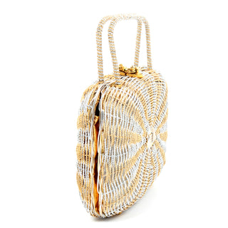 60s Gold & SIlver Koret Vintage Woven Basket Style Handbag