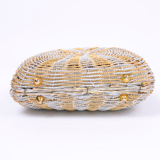 Gold & SIlver Koret Vintage Woven Basket Style Handbag 60s Bag