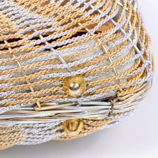 Gold & SIlver Koret Vintage Woven Basket Style Handbag 1960s With feet