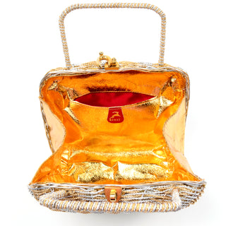 Gold & SIlver Koret Vintage Woven Basket Style Handbag 1960s Bag