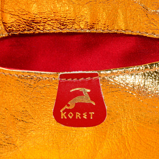 Vintage Koret 1960s Gold Metallic Woven Basket Style Top Handle Handbag