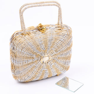Gold & SIlver Koret Vintage Woven Basket Style Handbag 1960s