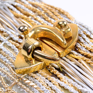 Metal Gold & SIlver Koret Vintage Woven Basket Style Handbag
