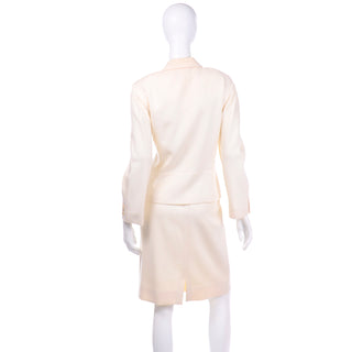 Louis Feraud Vintage Creamy Ivory Skirt and Jacket Suit 1980s