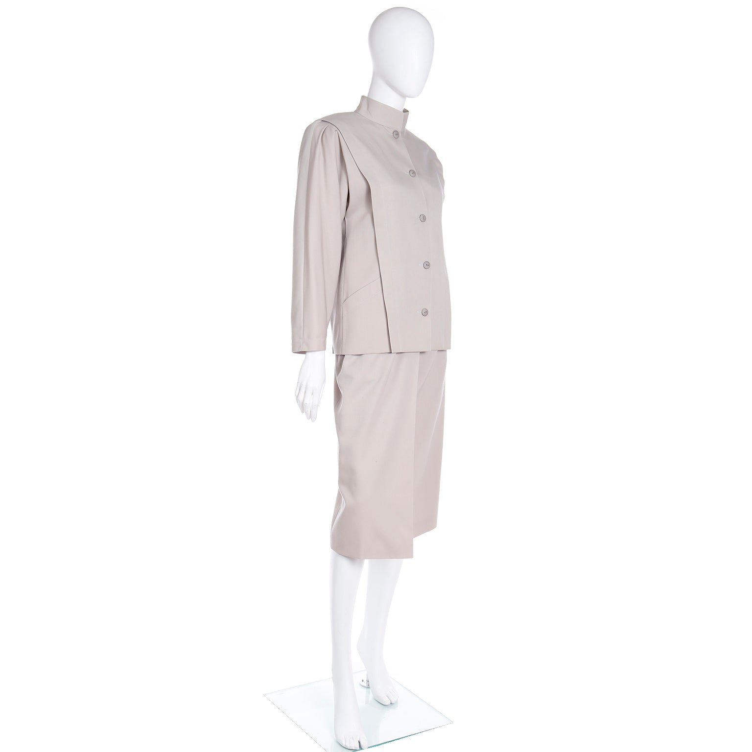 Vintage Louis Feraud Wool Skirt Suit Set Designer Dress 