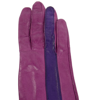 Vintage Anne Klein Leather Purple and Magenta Gloves size 7