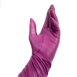 Vintage Anne Klein Leather Purple and Magenta Gloves long