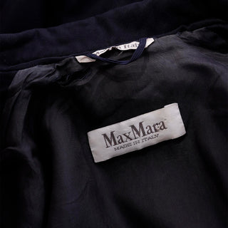 1990s Max Mara Summer Weight Wool Navy Blue Double Breasted Coat Italy
