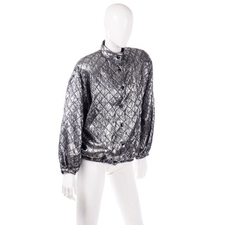 1980s Jeanette for St. Martin Vintage Silver Quilted Bomber Jacket