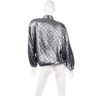 1980s Jeanette for St. Martin Vintage Silver Quilted Metallic Jacket