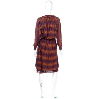 1970s Missoni Striped Metallic Gold and Purple TOp and Skirt Dress
