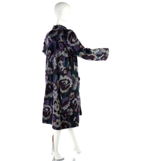 1980s Missoni Vintage Black Puffer Coat Reversible Floral Knit warm Mohair Blend 