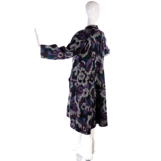 1980s Missoni Vintage Black Puffer Coat Reversible Floral Knit Alpaca Mohair Blend