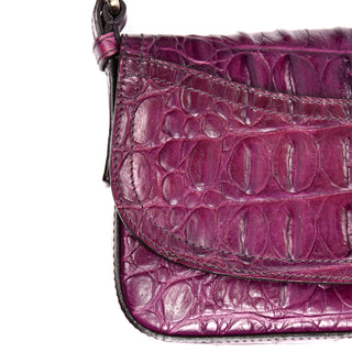 Miu Miu Crocodile Embossed Leather Bag Handbag chain strap purple